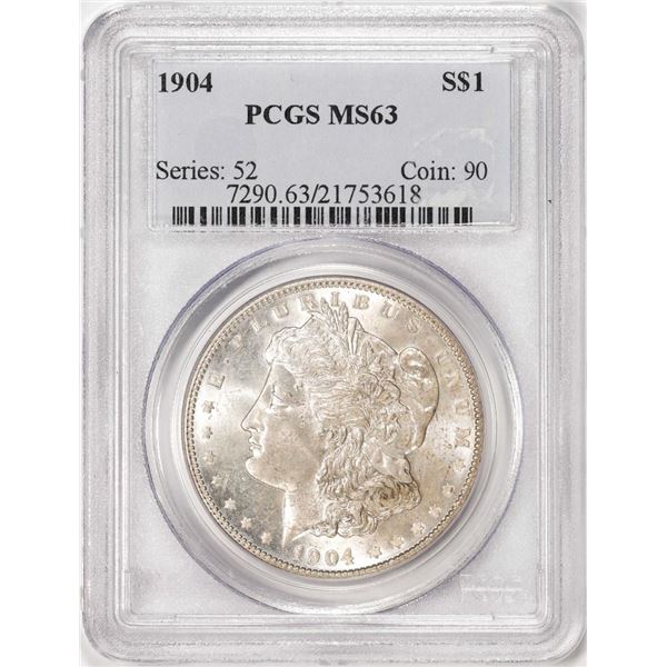 1904 $1 Morgan Silver Dollar Coin PCGS MS63