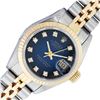 Image 1 : Rolex Ladies Two Tone Blue Vignette Diamond Datejust Wristwatch