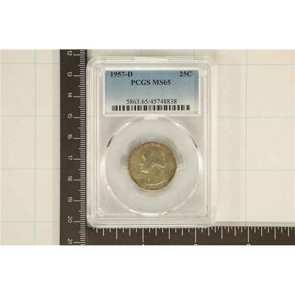 1957-D WASHINGTON SILVER QUARTER PCGS MS65