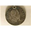 Image 1 : 1863 ITALY SILVER 1 LIRE .1235 OZ. ASW WITH HOLE