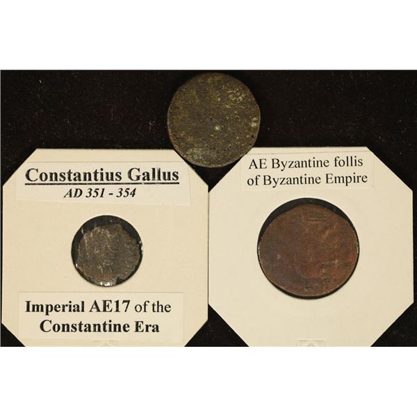 3 ROMAN ANCIENT COINS: 350-1453 A.D. BYZANTINE