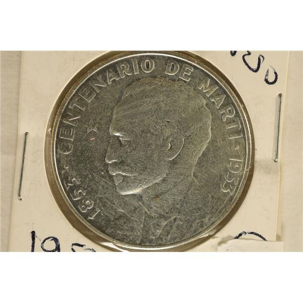 1953 CUBA SILVER 1 PESO .7734 OZ. ASW