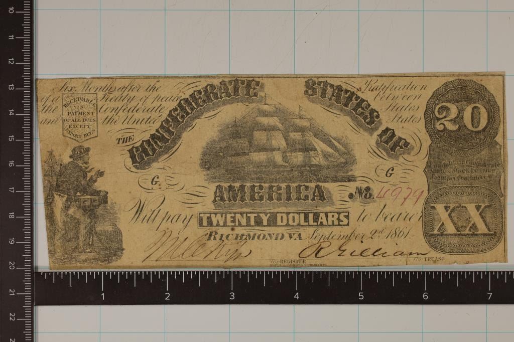Confederate Rations 1861 1861 CONFEDERATE STATES OF AMERICA $20 RICHMOND