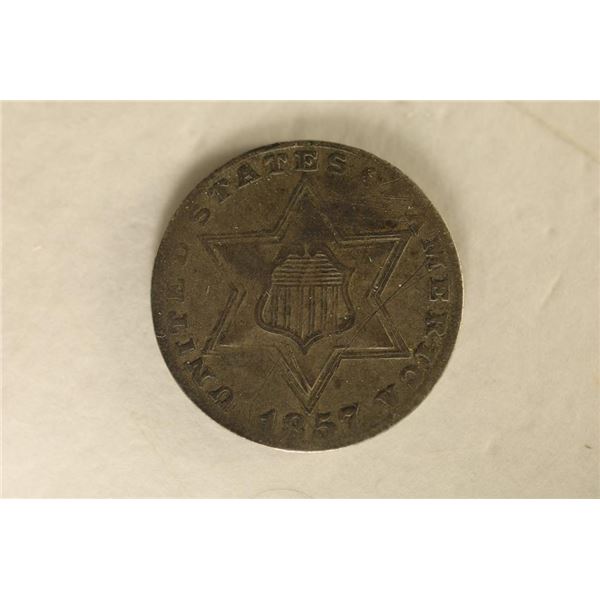 1857 US 3 CENT "SILVER"