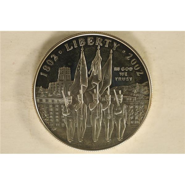 2002-W US PROOF SILVER DOLLAR "WEST POINT