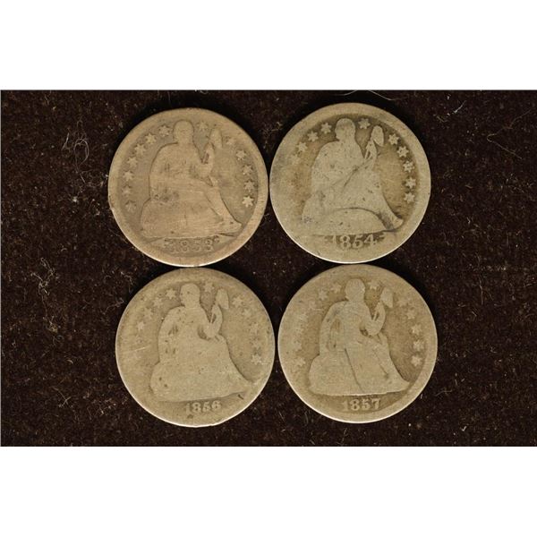 1853, 54, 56 & 1857 SILVER SEATED LIBERTY DIMES