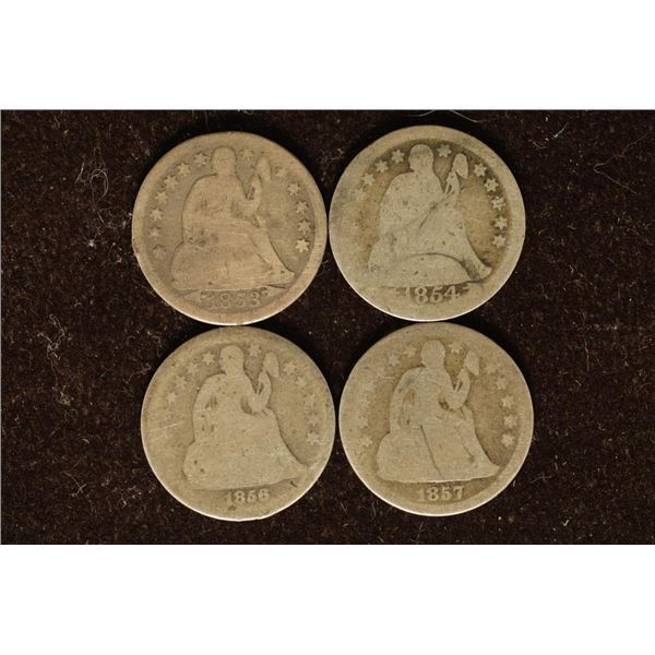 1853, 54, 56 & 1857 SILVER SEATED LIBERTY DIMES