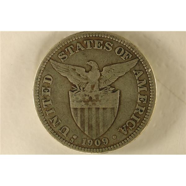 1909-S US/PHILIPPINES SILVER 50 CENTAVOS .2411