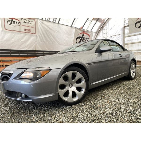 A1 --  2004 BMW 654CI CONVERTIBLE, Grey, 117237 KM -   No Reserve 