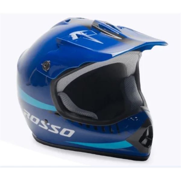 Large Rosso Motors Off Road Motocross Gloss Blue Helmet