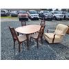 Image 1 : 801 -- HARDWOOD DINING ROOM TABLE AND CHAIRS, WITH ROCKING CHAIR.