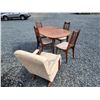 Image 2 : 801 -- HARDWOOD DINING ROOM TABLE AND CHAIRS, WITH ROCKING CHAIR.
