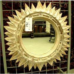 Whitewashed sun burst mirror- 27" H, 25" W (1)