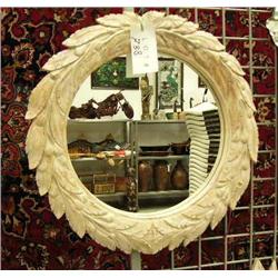 Whitewashed round wreath style mirror- 23-1/2" H, 23-1/2" W (1)