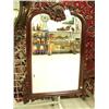 Image 1 : Beveled mirror with dark finish hand carved frame- 42" H, 31-1/2" W (1)