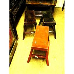 Set of 3 stool- 19" H on red, 18" H on black and brown (300)