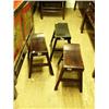 Image 1 : Set of 3 stools- 19-1/4" H on black, ad 18" H on 2 brown stools (300)