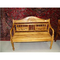 Wooden bench with sunrise on back design- 51" W (1)