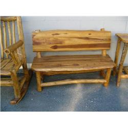 Log style bench with back rest- 51" W (1)