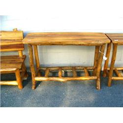 Log style side table- 32" H, 16" D, 47-1/4" W (1)