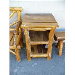 Log style end table with 2 shelves- 32" H, 23-1/4" D, 21-1/2" W (1)