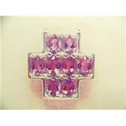 Amethyst pendant and chain 10 K white gold- amethyst are oval, faceted approx. 1.00 carats, transpar