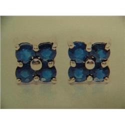 Sapphire earrings 14K yellow gold- sapphire are round, faceted approx. 1.00 carats, transparent and 