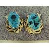 Image 1 : Blue topaz and diamond earrings 14 K yellow gold- blue topaz are oval, faceted approx. 2.50 carats, 