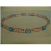 Image 1 : Blue topaz bracelet 10 K yellow gold- blue topaz are oval, faceted approx. 5.00 carats, transparent 