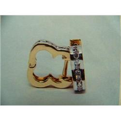 Diamond hoop earrings 14 K yellow gold- diamonds are round, faceted approx. 0.27 carats- estimated r