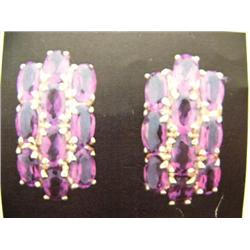 Amethyst earrings 14 K yellow gold- amethyst are oval, faceted approx. 2.50 carats, transparent and 