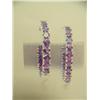 Image 1 : Amethyst hoop earrings 14 K white gold- amethyst are round, faceted approx. 6.84 carats, transparent
