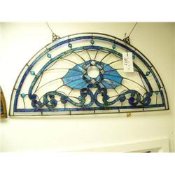 Half-moon opalescent stained glass- 18-1/4" H, 2' 11-3/4" W (1)