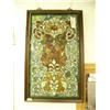 Image 1 : Rectangular green, brown and blue stained glass 36-3/4" H, 22-3/4" W (1)