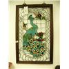 Image 1 : Peacock stained glass, rectangular- 36" H, 22-1/2" W (1)
