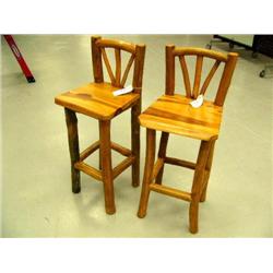 Lot of 2 log bar stools, sturdy- 40" H, 15-1/2" D, 16" W (1)