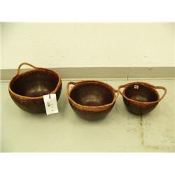 Lot of 3 bowls with handles- 8", 10" & 12" diameter (1)