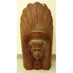Hand-carved Indian chief head- 3' 3" tall (1)