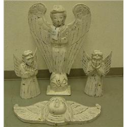 Lot of 4 white-washed angel items (1)