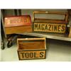 Image 1 : 3 wooden boxes named Bread, Tools, and Magazines (1)