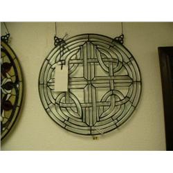 Round piece of stained glass with beveled clear glass 18-1/2" diameter (1)