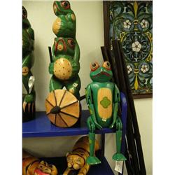 Frog totem with broken umbrellas; frog puppet (1)