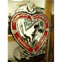 CHOICE on 5 beveled mirrors: heart-shaped with red around heart 19" H, 14-1/2" W (1)