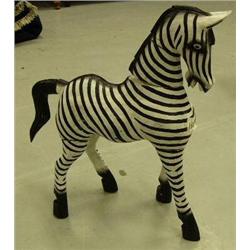 Hand-carved zebra- 22-1/2" tall, 20" from tail to nose (1)