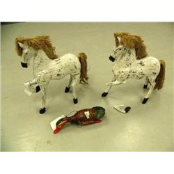 Lot of 3 items: 2 white horses, 1 duck- both horses with broken legs; duck with missing wings (1)