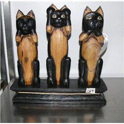 Hear No Evil, See No Evil, Speak No Evil cats- 19-1/2" H, 5-1/4" D, 19-1/2" W (1)