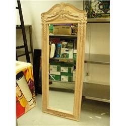 Full length whitewashed mirror- mirror is broken- 71" H, 28" W (1)