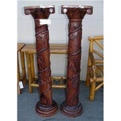 Pair of full columns with grape design- each approx. 56" tall (1)
