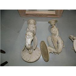 Pair of whitewashed cast iron wall hanging cherubs- 24" tall (100)