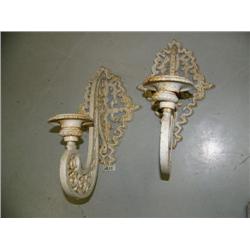 Pair of cast iron wall candle sticks holders- 19" tall (100)